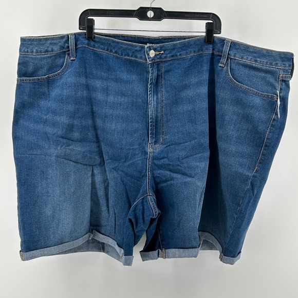 Old Navy Pants - Old Navy Wow High Rise Cuffed Denim Shorts 30 Plus Size Medium Wash Blue NWT